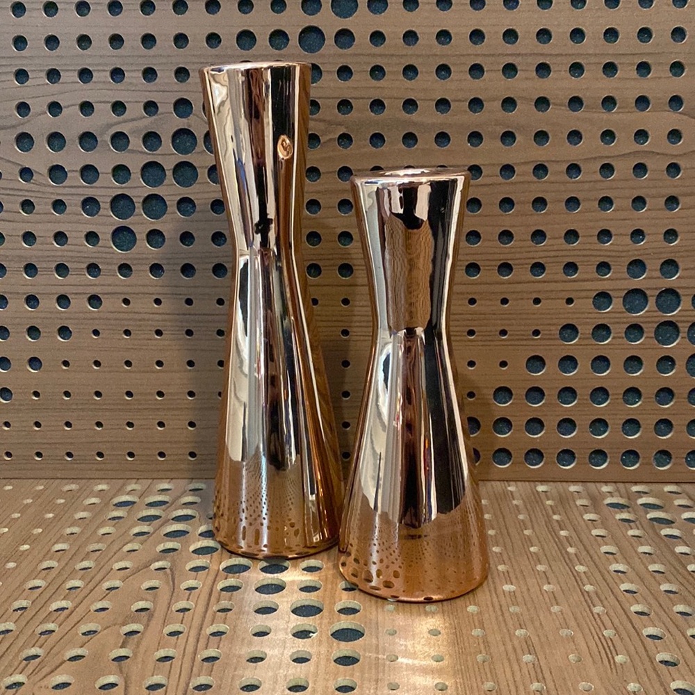 Elegant Modern Rose Gold Candle Holders